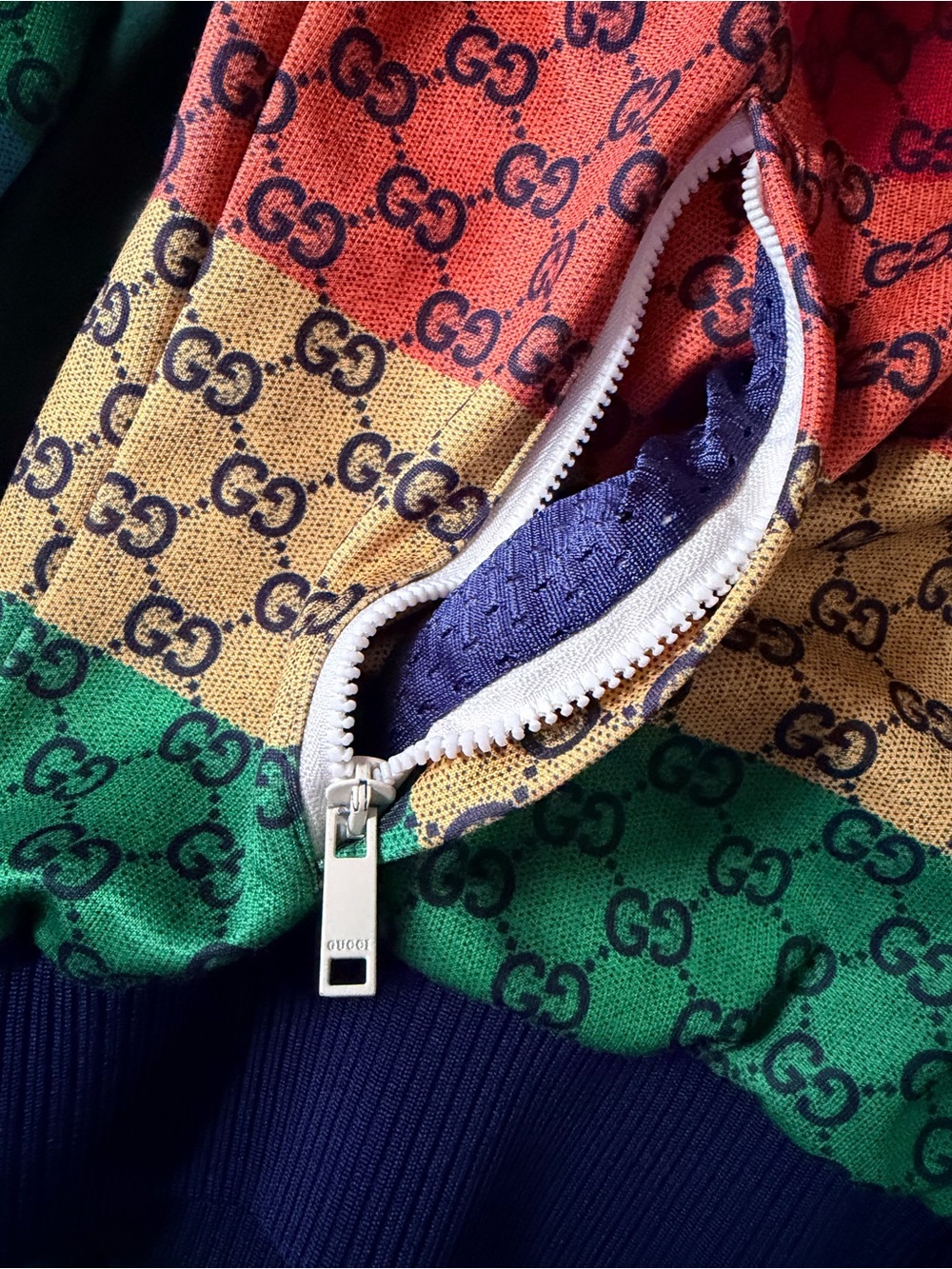 Gucci Multicolor Rainbow GG Zip Bomber Jacket - Picture 6 of 7
